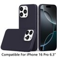 thumbnail image 1 of Designed for Apple iPhone 16 Pro (6.3") PU Leather with inner Magnetic Circle Compatible with MagSafe, Rubber TPU Colored Metal Buttons Phone Case Cover - Ink, 1 of 10