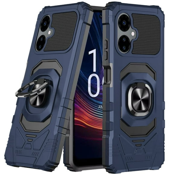 Designed for Boost Celero 5G 2024 /Celero 3 (6.5") Hybrid Dual Layer with 360° Rotate Magnetic Ring Stand Holder Kickstand TPU Rugged PC Phone Case Cover [Blue]