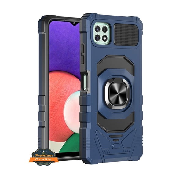 Designed for Boost Mobile Celero 3 Plus (2024) Hybrid Magnetic Car Mount Ring Kickstand Stand Holder Armor Protective [Military Grade] Phone Case Cover [Blue]