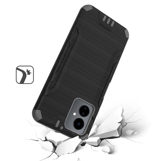 Designed for Boost Mobile Celero SC 5G (2024) Hybrid Dual Layer Slim Defender Armor Metallic Brush Texture Shockproof Hard PC + TPU Rubber Phone Case Designed for Boost Mobile Celero SC 5G (2024) Hybrid Dual Layer Slim Defender Armor Metallic Brush Texture Shockproof Hard PC + TPU Rubber Phone Case