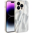 thumbnail image 1 of Designed Case for iPhone 14 Pro, PU Leather Grain Phone Case for iPhone 14 Pro 2022 (6.1 Inch), Cover Case with Camera Protection, Grey Oil Paints, 1 of 13