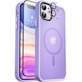 thumbnail image 1 of Designed For Compatible with Magsafe for Apple iPhone 12 Magnetic Case with Screen Protector+Camera Lens Glass, Heavy Duty Slim Shockproof Magnetic Case for Apple iPhone 12, Purple, 1 of 6