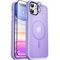 thumbnail image 1 of Entronix 3-in-1 Magnetic Matte Case Compatible with iPhone 12 with 1 Screen Protector and 1 Camera Lens Guard, Purple, 1 of 6
