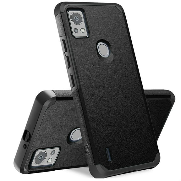 Designed for Cricket Icon 5 Premium Slim Tough Strong Protection Shockproof 2in 1 Hybrid Dual Layer Hard PC Rubberized TPU Rubber Armor Phone Case Cover [Black]