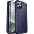 thumbnail image 1 of Designed For Compatible with Magsafe for Apple iPhone 12 Pro Magnetic Case with Screen Protector+Camera Lens Glass, Heavy Duty Slim Shockproof Magnetic Case for Apple iPhone 12 Pro, Navy, 1 of 6