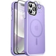 thumbnail image 1 of Designed For Compatible with Magsafe for Apple iPhone 12 Pro Magnetic Case with Screen Protector+Camera Lens Glass, Heavy Duty Slim Shockproof Magnetic Case for Apple iPhone 12 Pro, Purple, 1 of 6