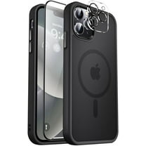 Designed For Compatible with Magsafe for Apple iPhone 13 Pro Magnetic Case with Screen Protector Camera Lens Glass, Heavy Duty Slim Shockproof Magnetic Case for iPhone 13 Pro, Black