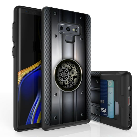 Designed For Galaxy Note9 Case, Beyond Cell Slim Wallet Case + Dual Layer Card Holder For Samsung Galaxy Note9 (Released 2018) Mechanical Lock