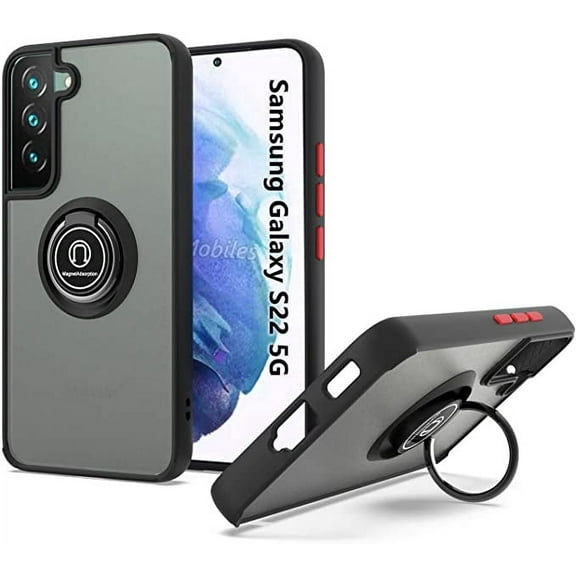 Designed For Galaxy S22 Plus Heavy Duty Shockproof Phone Case for Samsung Galaxy S22 Plus for Men Boys, Sturdy Case with Rotating Holder Kickstand, Black