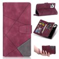 thumbnail image 1 of Designed For iPhone 15 Pro, Wallet 9 Card Slots Cases Zipper Purse Premium Leather Card Slot Flip Magnetic Cover Wrist Strap Kickstand Stand Compatible with iPhone 15 Pro, Winered, 1 of 8