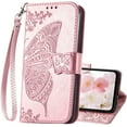 thumbnail image 1 of Designed for Galaxy A15 5G Phone Case Wallet,Women Flip Cover with Credit Card Holders Butterfly Embossed PU Leather Kickstand Wrist Strap Purse Case for Samsung A15 5G (Rose Gold), 1 of 7