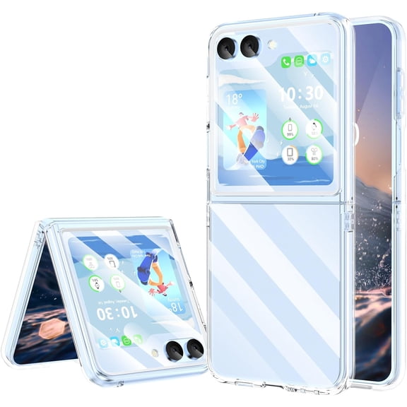 Designed for Galaxy Z Flip 5 Case with Built-in Back Screen Protector,Samsung Flip 5 Full Cover Shockproof Slim Phone Protection Case Clear for Z Flip 5 5G(2023)-Clear