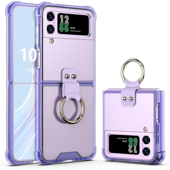 Designed for Galaxy Z Flip 5 Case with Hinge Protection [Compatible with MagSafe],Samsung Flip 5 Slim Clear Protective Case Support Wireless Charging Cover for Z Flip 5 5 G (Clear+Silver)