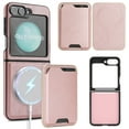 thumbnail image 1 of Designed for Galaxy Z Flip 7 FE / Z Flip 6 Case, PU Leather + TPU Material, Detachable Magnetic Card Holder, Ultra Slim Lightweight Wallet Cover, Drop Protective Shockproof Classic Design, Rosegold, 1 of 11