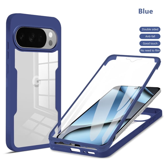 Designed for Google Pixel 10 /10 Pro Case Full-Body Bumper Case Cover Built in Screen Protector Shockproof Transparent Back 360 Full Body Protective Case for Google Pixel 10 /10 Pro, Blue