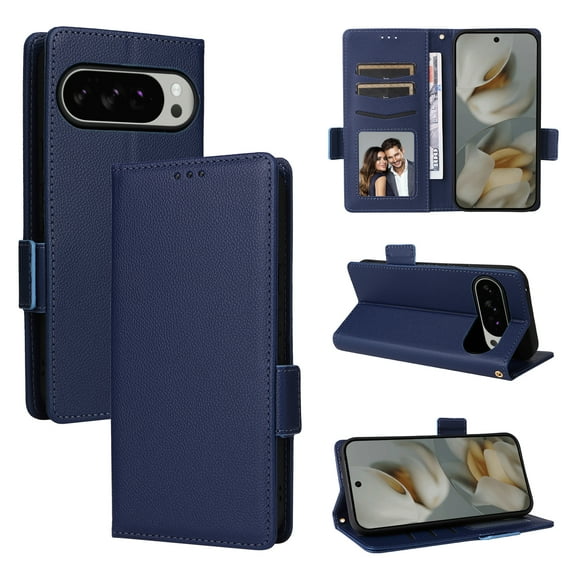 Designed for Google Pixel 10 / 10 Pro Case, Luxury PU Leather Wallet Phone Case with Card Holder Flip Kickstand Drop Protection Phone Case Cover for Google Pixel 10 / 10 Pro - Darkblue