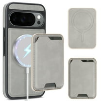 Designed for Google Pixel 10 /10 Pro Case, PU Leather   TPU Material, Detachable Magnetic Card Holder, Ultra Slim Lightweight Business Wallet Cover, Drop Protective Shockproof Classic Design, Gray