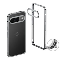 Designed for Google Pixel 10 Frame Metal Bumper Frame Slim Hard Phone Case,With Lens Protector,Raised Edge Protection,No Back Heat Dissipation Design,Shockproof Phone Case,Gray