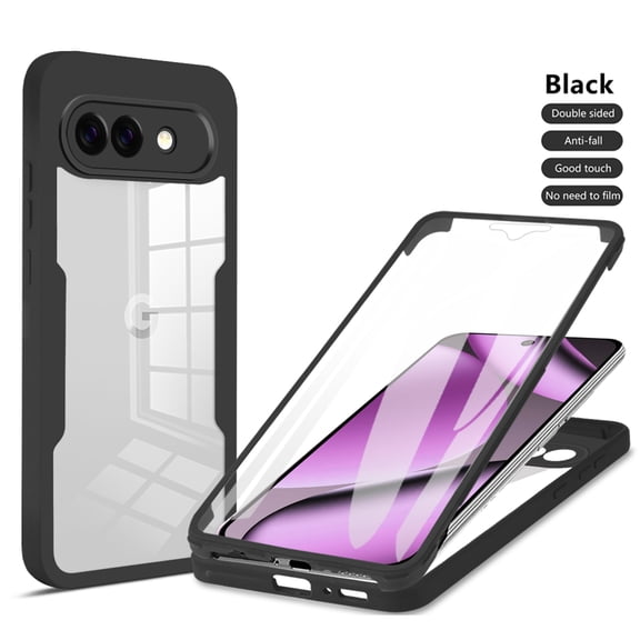 Designed for Google Pixel 10A Case Full-Body Bumper Case Cover Built in Screen Protector Shockproof Transparent Back 360 Full Body Protective Case for Google Pixel 10A, Black