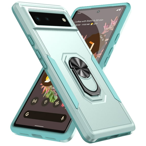 Designed for Google Pixel 6 Pro Case, Military-Grade Drop Protection, Shockproof Phone Case Cover, Magnetic Car Mount Ring Kickstand Bumper Hard Case for Google Pixel 6 Pro,Green