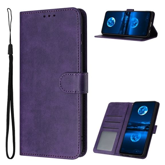 Designed for Google Pixel 6 Pro Case Wallet, Men Women Flip Folio Cover with PU Leather Stand Credit Card Holders Slots Wrist Strap Soft TPU Inner Phone Case for Google Pixel 6 Pro, Purple