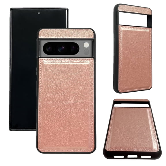 Designed for Google Pixel 6a Phone Case, Classic Lightweight PU Leather Back + TPU Frame, Shockproof Protective Anti-falling Ultra Slim Back Case for Google Pixel 6a, Rosegold
