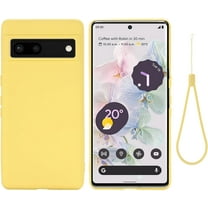 Designed for Google Pixel 7 2022 Case,Slim Liquid Silicone Rubber Shockproof Phone Cover with Wrist Strap Soft Anti-Scratch Microfiber Lining Protection Case for Google Pixel 7 (Yellow)