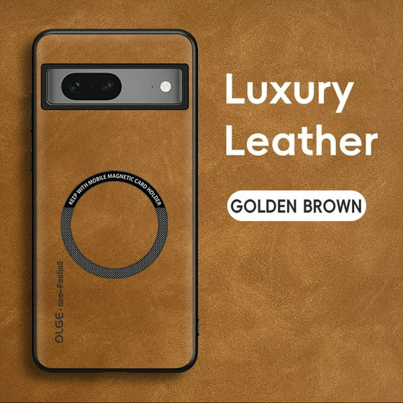 Designed for Google Pixel 7 Magnetic Case, [Compatible with Magsafe] Military Shockproof Protective PU Leather Matte Back Anti-Scratch Phone Case for Google Pixel 7,Brown