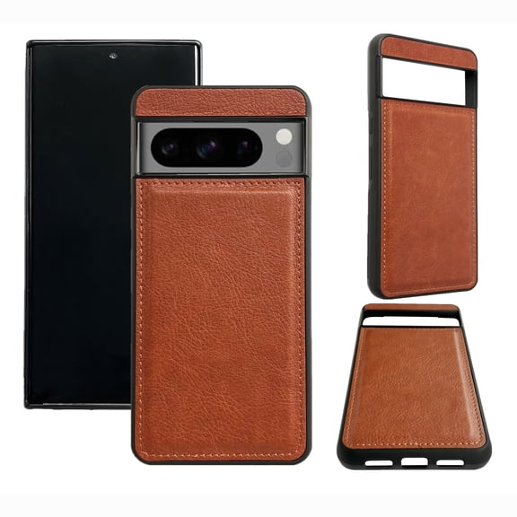 Designed for Google Pixel 7 Pro Phone Case, Classic Lightweight PU Leather Back + TPU Frame, Shockproof Protective Anti-falling Ultra Slim Back Case for Google Pixel 7 Pro, Brown