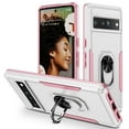 thumbnail image 1 of Designed for Google Pixel 7a Case, Military-Grade Drop Protection, Shockproof Phone Case Cover, Magnetic Car Mount Ring Kickstand Bumper Hard Case for Google Pixel 7a, White + Pink, 1 of 10