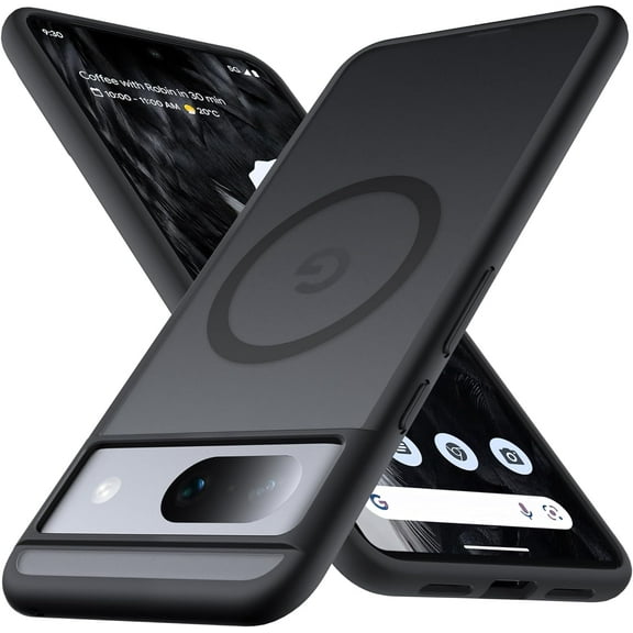 Designed for Google Pixel 8 Case, [Compatible with Magsafe] Military Shockproof Protective Translucent Matte Back Anti-Scratch Phone Case Cover for Google Pixel 8 6.1 inch, Black