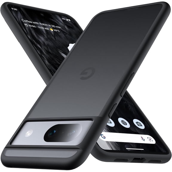 Designed for Google Pixel 8 Case, Military Shockproof Protective Translucent Matte Back Anti-Scratch Phone Case Cover for Google Pixel 8 6.1 inch, Black