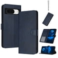 thumbnail image 1 of Designed for Google Pixel 8 Case Wallet, Men Women Flip Folio Cover with PU Leather Stand Credit Card Holders Slots Wrist Strap Soft TPU Inner Phone Case for Google Pixel 8, Darkblue, 1 of 8