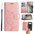 thumbnail image 1 of Designed for Google Pixel 8 Case, Wrist Strap Flip Kickstand PU Leather Wallet Case Cash Card Slots Holder, Protective Shockproof Pattern Women Cover for Google Pixel 8, Rosegold, 1 of 7