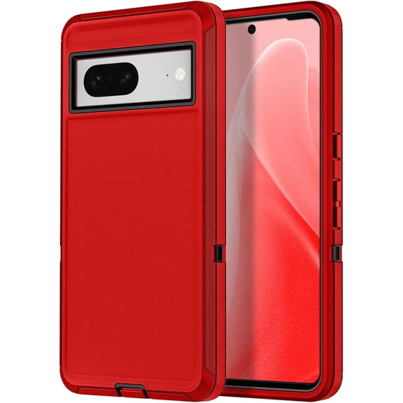 Designed for Google Pixel 8 Heavy Duty Case, Triple Layer Protection Shockproof Dropproof Dustproof Anti-Scratch Phone Case Cover for Google Pixel 8,Red