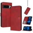 thumbnail image 1 of Designed for Google Pixel 8 Pro Case Wallet, Men Women Flip Folio Cover with PU Leather Stand Credit Card Holders Slots Wrist Strap Soft TPU Inner Phone Case for Google Pixel 8 Pro, Red, 1 of 8