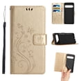thumbnail image 1 of Designed for Google Pixel 8 Pro Case, Wrist Strap Flip Kickstand PU Leather Wallet Case Cash Card Slots Holder, Protective Shockproof Pattern Women Cover for Google Pixel 8 Pro, Gold, 1 of 7