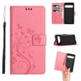 thumbnail image 1 of Designed for Google Pixel 8 Pro Case, Wrist Strap Flip Kickstand PU Leather Wallet Case Cash Card Slots Holder, Protective Shockproof Pattern Women Cover for Google Pixel 8 Pro, Pink, 1 of 7
