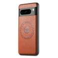 thumbnail image 1 of Designed for Google Pixel 8 Pro, Compatible with MagSafe Premium PU Leather Bumper Frame Shockproof Drop Protective Car Magnetic Phone Case Cover for Google Pixel 8 Pro, Brown, 1 of 5