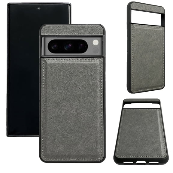 Designed for Google Pixel 8 Pro Phone Case, Classic Lightweight PU Leather Back + TPU Frame, Shockproof Protective Anti-falling Ultra Slim Back Case for Google Pixel 8 Pro, Grey