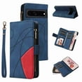 thumbnail image 1 of Designed for Google Pixel 8 Pro, Wallet Cases Zipper Leather Card Slot Flip Magnetic Phone Cover Compatible with Google Pixel 8 Pro Wrist Strap Kickstand Stand Purse,Blue, 1 of 6