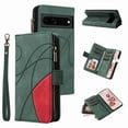 thumbnail image 1 of Designed for Google Pixel 8 Pro, Wallet Cases Zipper Leather Card Slot Flip Magnetic Phone Cover Compatible with Google Pixel 8 Pro Wrist Strap Kickstand Stand Purse,Green, 1 of 6