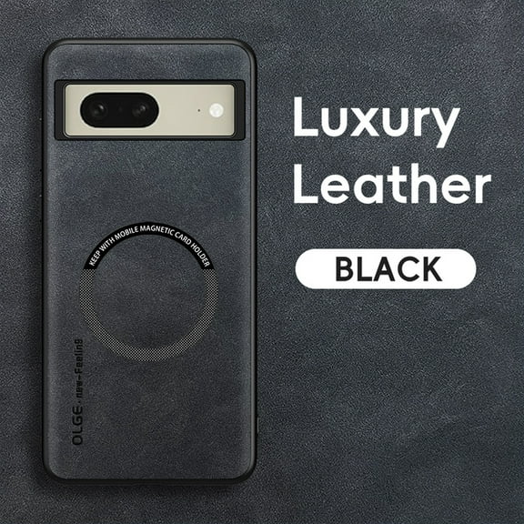 Designed for Google Pixel 8A Magnetic Case, [Compatible with Magsafe] Military Shockproof Protective PU Leather Matte Back Anti-Scratch Phone Case for Google Pixel 8A,Black