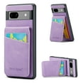 thumbnail image 1 of Designed for Google Pixel 8a Credit Card Slots Flip Wallet Back Case, Vintage Ultra Slim Premium PU Leather Magnetic Snap Kickstand Drop Protective Phone Cover with RFID Blocking, Purple, 1 of 9