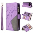 thumbnail image 1 of Designed for Google Pixel 8a, Wallet Cases Zipper Leather Card Slot Flip Magnetic Phone Cover Compatible with Google Pixel 8a Wrist Strap Kickstand Stand Purse, Purple, 1 of 9