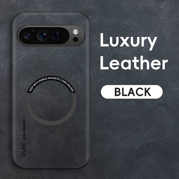 Designed for Google Pixel 9 / 9 Pro Magnetic Case, [Compatible with Magsafe] Military Shockproof Protective PU Leather Matte Back Anti-Scratch Phone Case for Google Pixel 9 / 9 Pro,Black