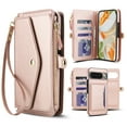 thumbnail image 1 of Designed for Google Pixel 9 / 9 Pro Multi-Function Wallet Phone Case,With Shoulder Strap&Wrist Strap,Cash Pocket&Card Slots,Zipper Purse,Magnetic Detachable PU Leather Flip Phone Case,Rosegold, 1 of 9