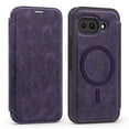 thumbnail image 1 of Designed for Google Pixel 9 Flip Phone Case,Compatible with Mag-Safe,with RFID Blocking Credit Card Holder,PU Leather Folio Flip Protective Shockproof Rugged Phone Case Cover,Purple, 1 of 7