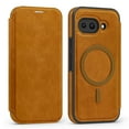 thumbnail image 1 of Designed for Google Pixel 9 Flip Phone Case,Compatible with Mag-Safe,with RFID Blocking Credit Card Holder,PU Leather Folio Flip Protective Shockproof Rugged Phone Case Cover,Brown, 1 of 9