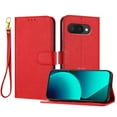 thumbnail image 1 of Designed For Google Pixel 9A Wallet Phone Case,Flip Folding Kickstand,Stylish Litchi PU Leather Design,With Card Slots,Wrist Strap,Shockproof Drop Proof Rugged Phone Case Cover,Red, 1 of 6